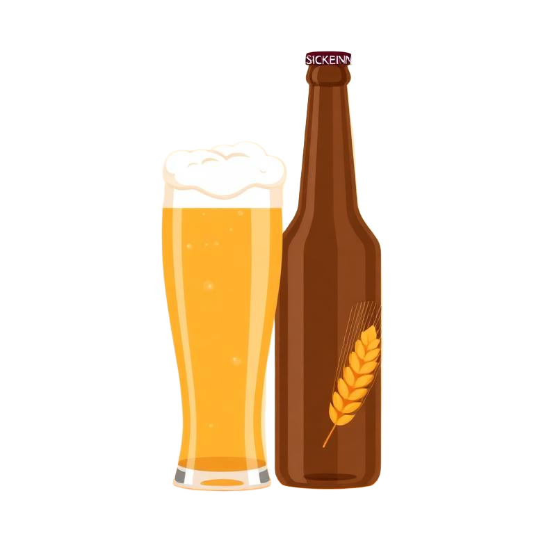 Il·lustració d'una gerra i una ampolla de cervesa
